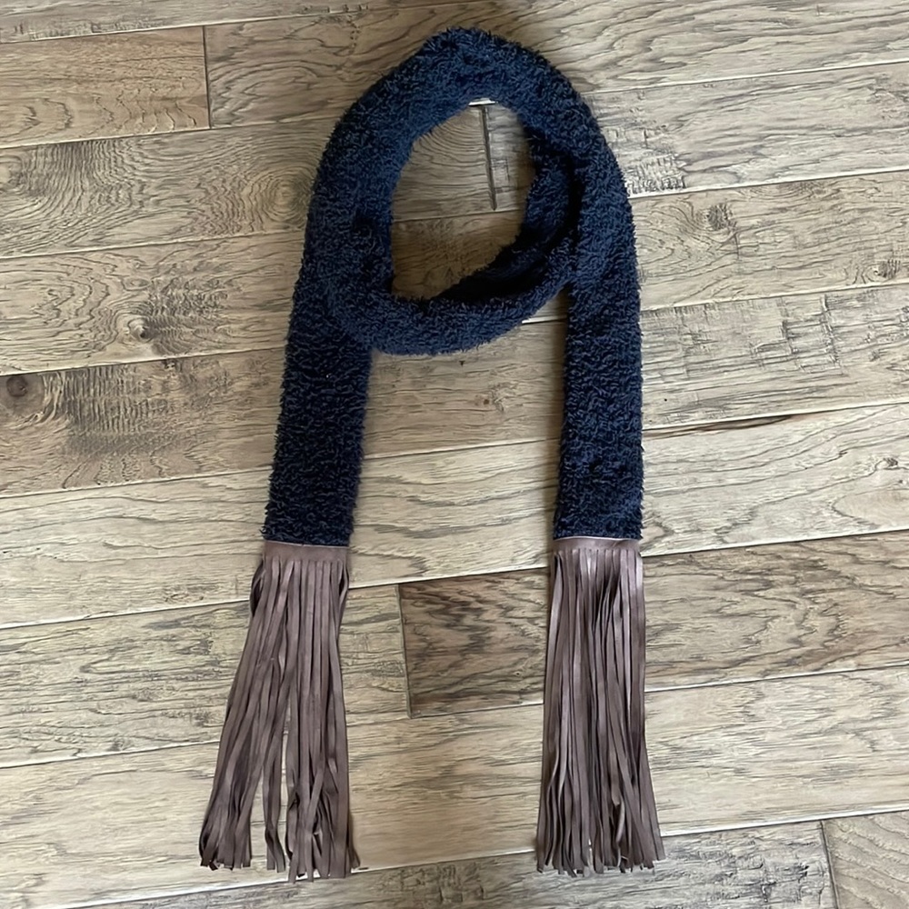 Judith March Black and Brown Fringe Scarf